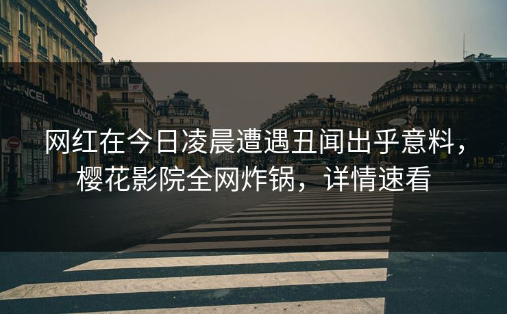 网红在今日凌晨遭遇丑闻出乎意料，樱花影院全网炸锅，详情速看