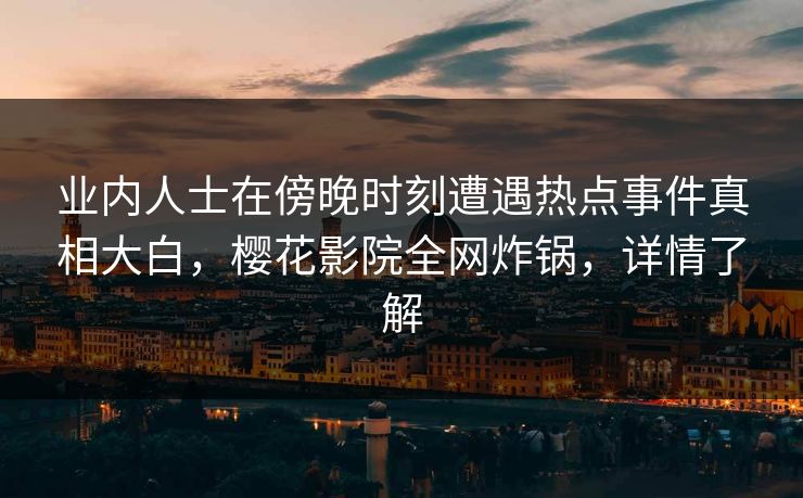 业内人士在傍晚时刻遭遇热点事件真相大白，樱花影院全网炸锅，详情了解