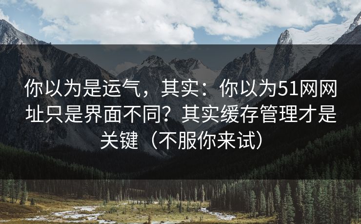 你以为是运气,其实:你以为51网网址只是界面不同?其实缓存管理才是关键(不服你来试) 你以为是运气,其实:你以为51网网址只是界面不同?其实缓存管理才是关键(不服你来试)
